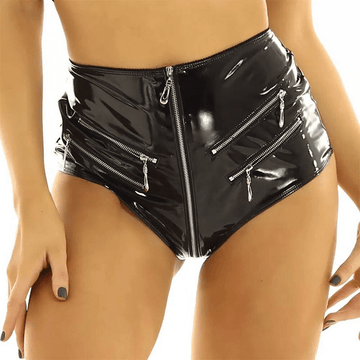 Women's Wetlook Summer Sexy Pole Dance Panties / High-Waisted Front Zip Up Booty Shorts - EVE's SECRETS